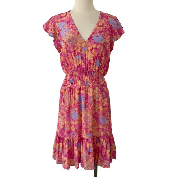 Rails Dresses & Skirts - Rails Tara Passion Flower Pink Mini Dress Floral Print Flutter Sleeve | Small